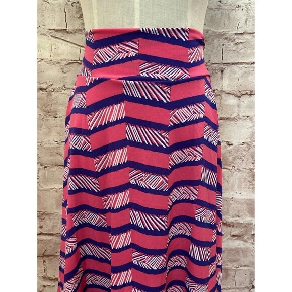 LuLaRoe AZURE Girls A Line Skirt Pink Purple Stretchy Elastic Waist Size 14 NEW - Picture 2 of 3